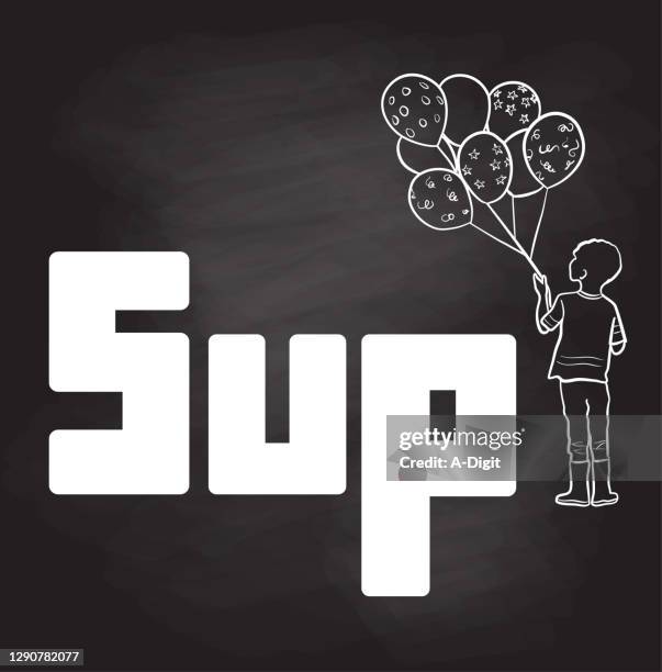 sup chalkboard - boy looking up stock illustrations