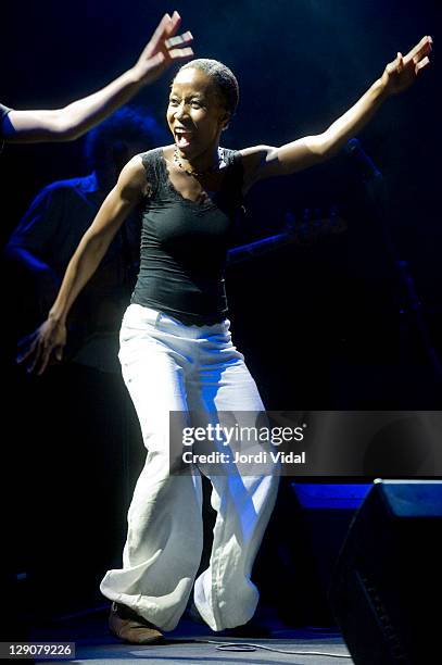 Rokia Traore performs on stage during Blues i Ritmes Festival at Teatre Zorrilla on April 12, 2008 in Badalona, Spain.