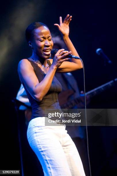 Rokia Traore performs on stage during Blues i Ritmes Festival at Teatre Zorrilla on April 12, 2008 in Badalona, Spain.