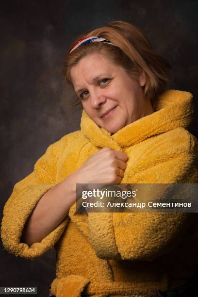 Yellow Robe Cozy Dark Robe Photos and Premium High Res Pictures - Getty Images