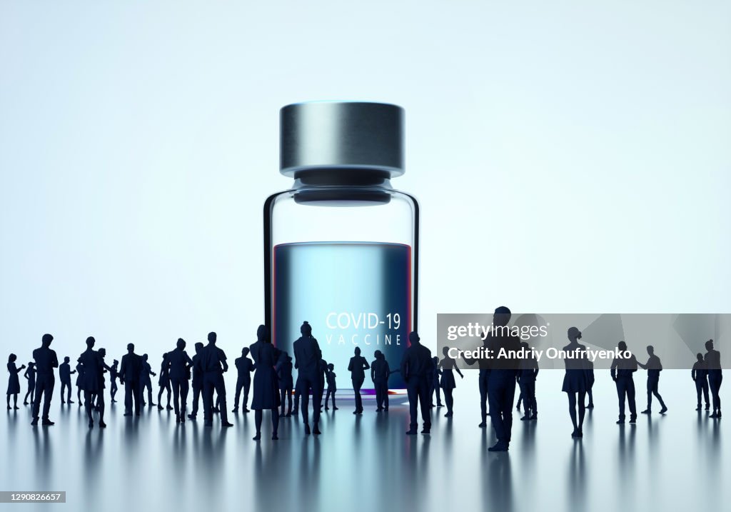 Huge Covid-19 vaccine bottle appearance.