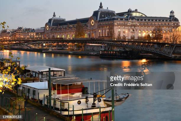 The "musée d'Orsay" on the banks of the Seine in Paris on December 08, 2020 in Paris, France.