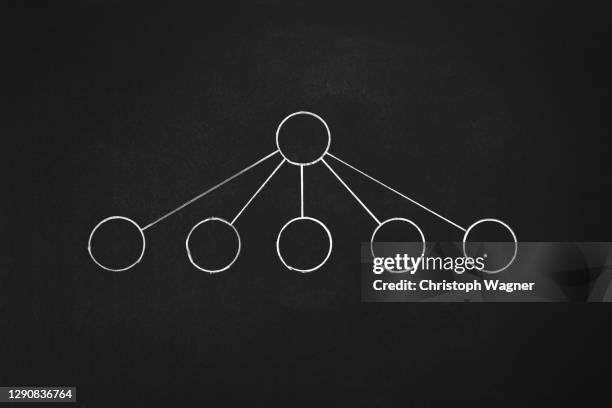 kreide tafel - organigramm - organigramm stock-fotos und bilder