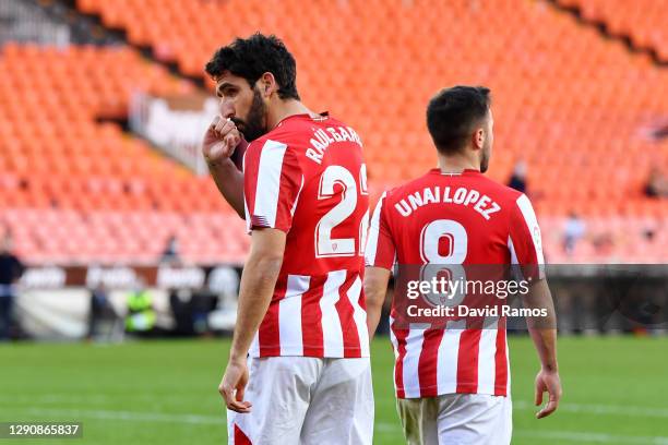 Raul Garcia of Athletic Club celebrates after scoring his team's second goal during the La Liga Santander match between Valencia CF and Athletic Club...