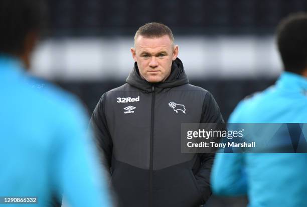 Interim Manager of Derby County Wayne Rooney during the Sky Bet Championship match between Derby County and Stoke City at Pride Park Stadium on...