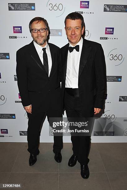 Director Fernando Meirelles and writer Peter Morgan attend the after party for "360" during the BFI London Film Festival Opening Gala at the Saatchi...