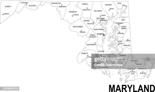 outline map of maryland - maryland stock illustrations