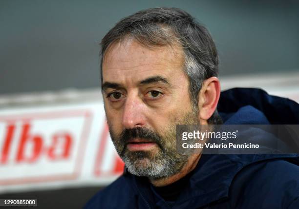 Marco Giampaolo, Head Coach of Torino F.C. Looks on during the Serie A match between Torino FC and Udinese Calcio at Stadio Olimpico di Torino on...