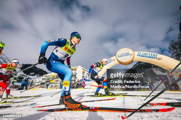 Laurien Van Der Graaff of Swiss competes during the Women's SP F Final at the Coop FIS Cross-Country Stage World Cup at on December 12, 2020 in...