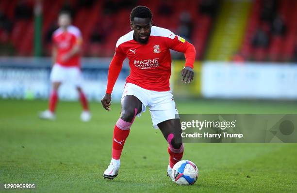 Diallang Jaiyesimi of Swindon Town during the Sky Bet League One match between Swindon Town and Fleetwood Town at the County Ground on December 12,...