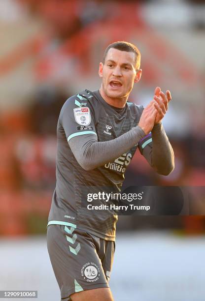 Paul Coutts of Fleetwood Town during the Sky Bet League One match between Swindon Town and Fleetwood Town at the County Ground on December 12, 2020...