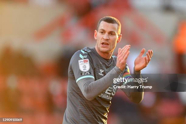 Paul Coutts of Fleetwood Town during the Sky Bet League One match between Swindon Town and Fleetwood Town at the County Ground on December 12, 2020...