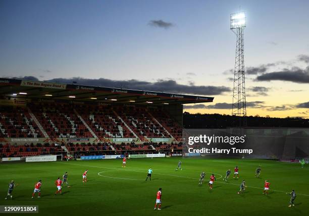 General view of play during the Sky Bet League One match between Swindon Town and Fleetwood Town at the County Ground on December 12, 2020 in...