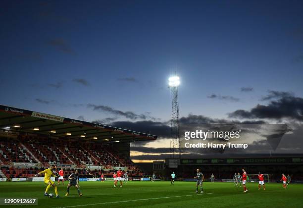 General view of play during the Sky Bet League One match between Swindon Town and Fleetwood Town at the County Ground on December 12, 2020 in...