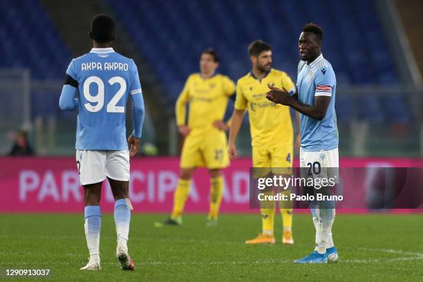 Felipe Caicedo of SS Lazio celebrates after scoring their team's first goal during the Serie A match between SS Lazio and Hellas Verona FC at Stadio...