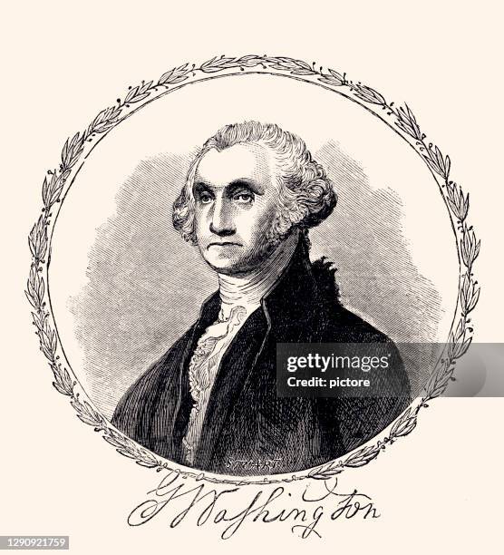 george washington (xxxl with lots of details) - determination face stock illustrations