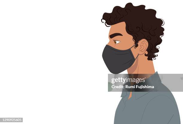 side view of a man wearing mask - protective face mask side stock illustrations