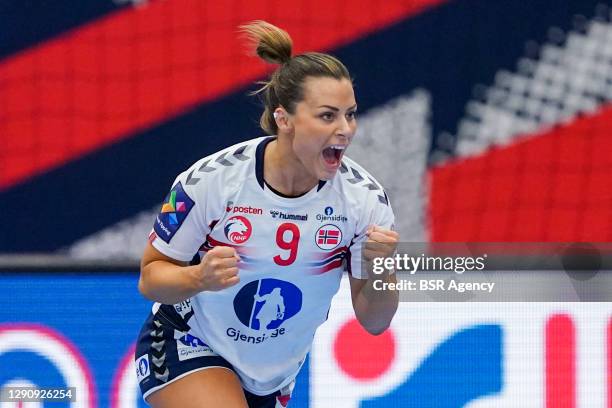 Nora Mork of Norway during the Women's EHF Euro 2020 match between Croatia and Norway at Sydbank Arena on december 12, 2020 in Kolding, Denmark