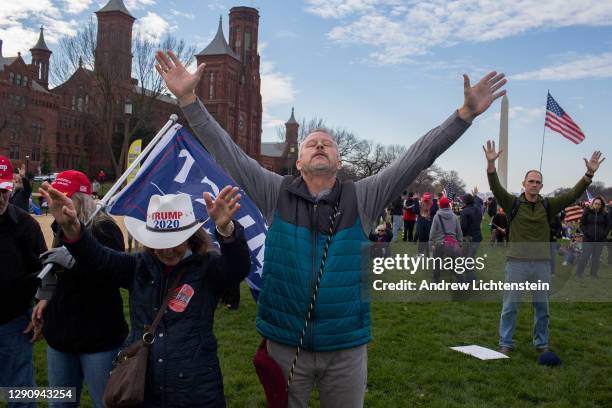 People gather in support of President Donald Trump during a Stop the Steal rally on December 12, 2020 on the National Mall in Washington, D.C....