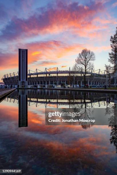 General view of the stadium ats the sun sets prior to the Serie A match between Torino FC and Udinese Calcio at Stadio Olimpico di Torino on December...