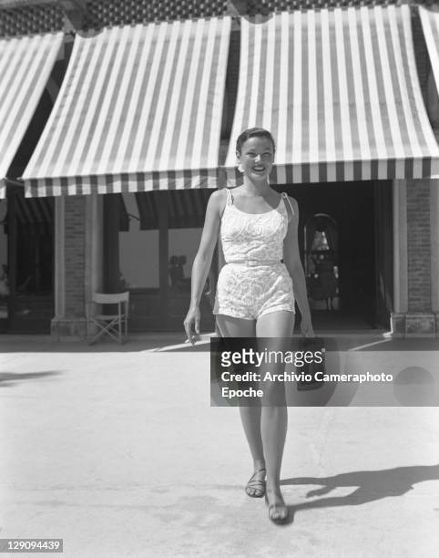 American actress Gene Tierney in Venice, 1951.