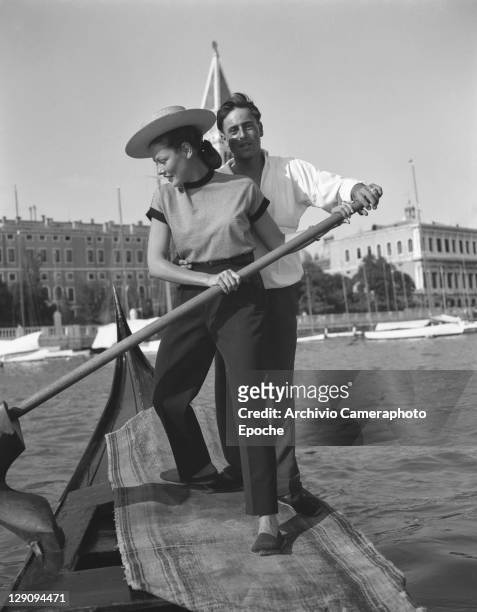 American actress Gene Tierney in Venice, 1951.