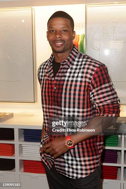 Kerry Rhodes, Arizona Cardinals safety attends GQ & Lacoste Store Opening in Soho at Lacoste Soho Boutique on October 12, 2011 in New York City.