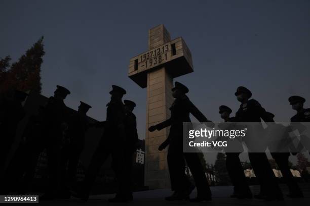 The national memorial ceremony for the Nanjing Massacre victims is held at the Memorial Hall of the Victims of the Nanjing Massacre by Japanese...