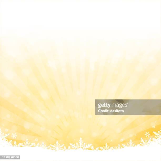 ilustraciones, imágenes clip art, dibujos animados e iconos de stock de fondos vectoriales navideños de color amarillo dorado y blanco brillantes con copos de nieve y nieve en la parte inferior - bottom