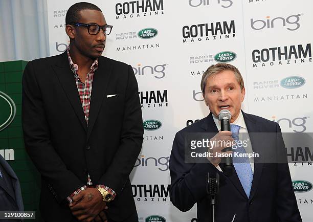 Amar'e Stoudemire and Gary Flom attend the Land Rover Manhattan And Gotham Magazine Host Launch Of 2012 Range Rover Evoque And October Issue With...
