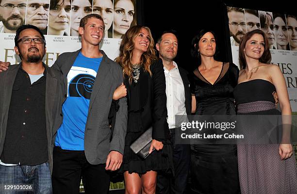 Writer/Director Dennis Lee, actors Cayden Boyd, Julia Roberts, George Newbern, Carrie-Anne Moss and Shannon Lucio arrive at "Fireflies In The Garden"...