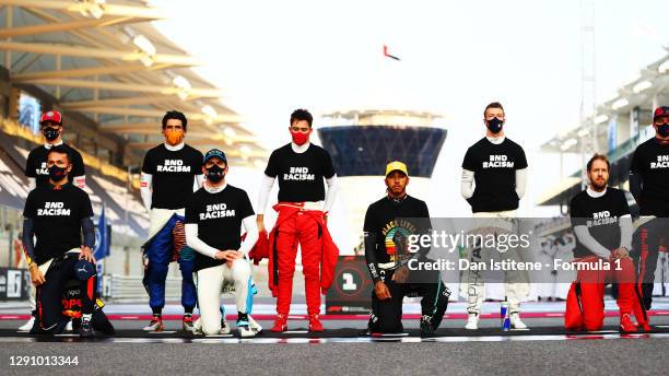 Alexander Albon of Thailand and Red Bull Racing, Nicholas Latifi of Canada and Williams, Lewis Hamilton of Great Britain and Mercedes GP and...