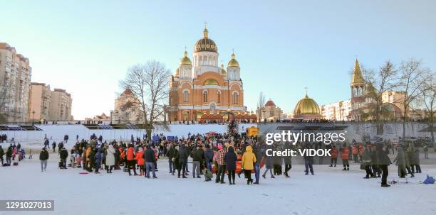 celebration of the epiphany in kiev, ukraine. - ukraine people stock pictures, royalty-free photos & images