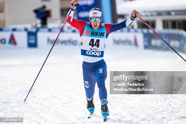 Andrew Musgrave of Great Britain competes during the Men's 15km F at the Coop FIS Cross-Country Stage World Cup at on December 13, 2020 in Davos,...