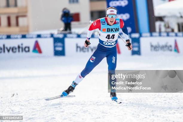 Andrew Musgrave of Great Britain competes during the Men's 15km F at the Coop FIS Cross-Country Stage World Cup at on December 13, 2020 in Davos,...