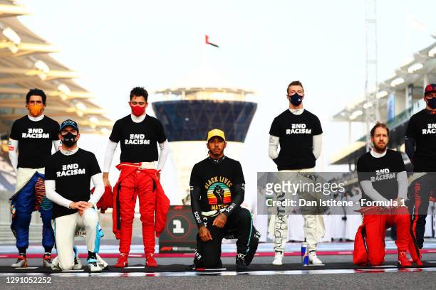 Alexander Albon of Thailand and Red Bull Racing, Nicholas Latifi of Canada and Williams, Lewis Hamilton of Great Britain and Mercedes GP and...