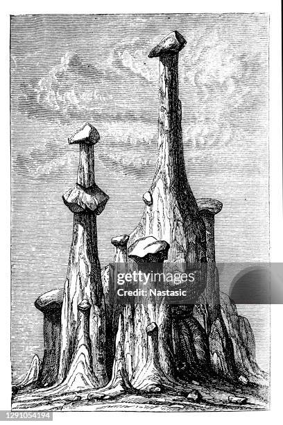 volcanic earth pillars in colorado, north america - glacier cave stock illustrations