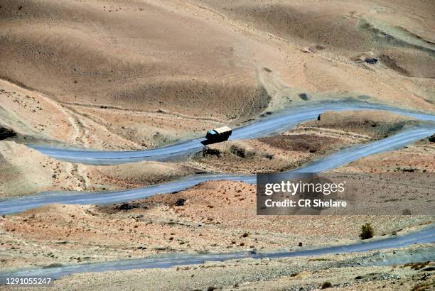 windy mountain road of ladakh. - national landmark stock pictures, royalty-free photos & images