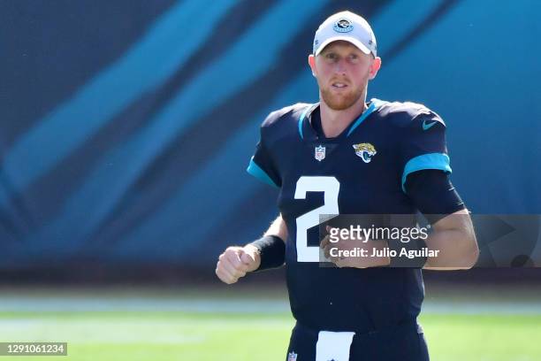 Mike Glennon of the Jacksonville Jaguars takes the field before the game against the Tennessee Titans at TIAA Bank Field on December 13, 2020 in...