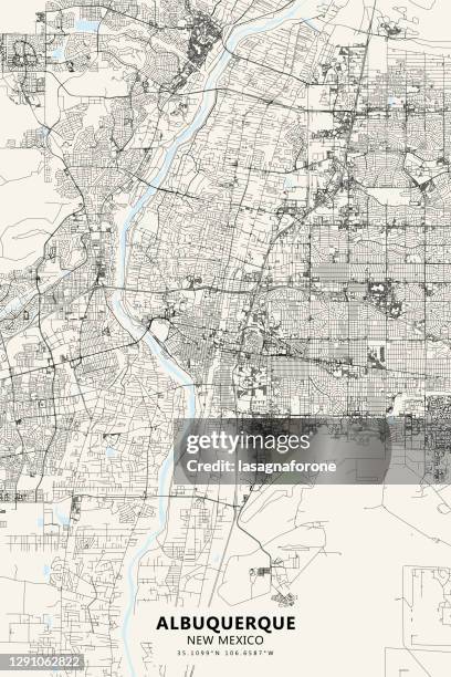 illustrazioni stock, clip art, cartoni animati e icone di tendenza di albuquerque, mappa vettoriale del nuovo messico - albuquerque