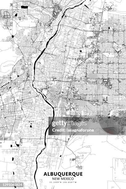 ilustrações, clipart, desenhos animados e ícones de albuquerque, mapa vetorial do novo méxico - pico sandia