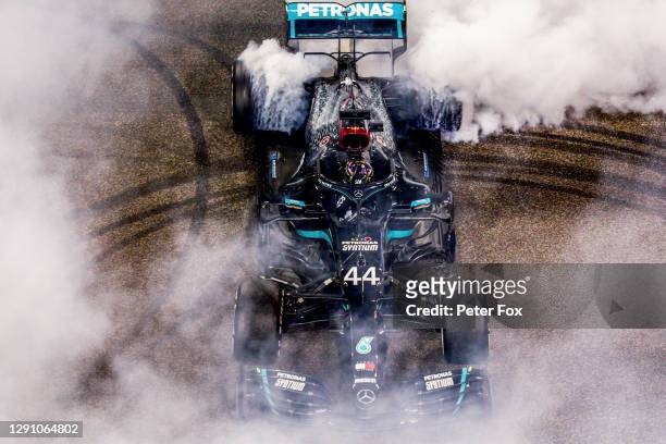 Lewis Hamilton of Mercedes and Great Britain during the F1 Grand Prix of Abu Dhabi at Yas Marina Circuit on December 13, 2020 in Abu Dhabi, United...