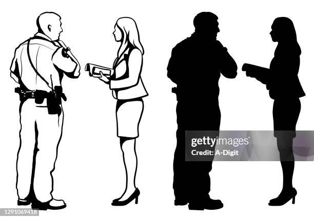 seeking police intervention silhouette - criminal justice stock illustrations