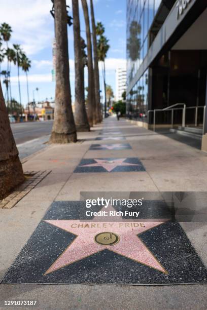 Charley Pride's star on the Hollywood Walk of Fame is seen on December 13, 2020 in Hollywood, California. Pride died of COVID-19 on December 12, 2020...