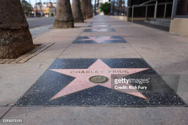Charley Pride's star on the Hollywood Walk of Fame is seen on December 13, 2020 in Hollywood, California. Pride died of COVID-19 on December 12, 2020...