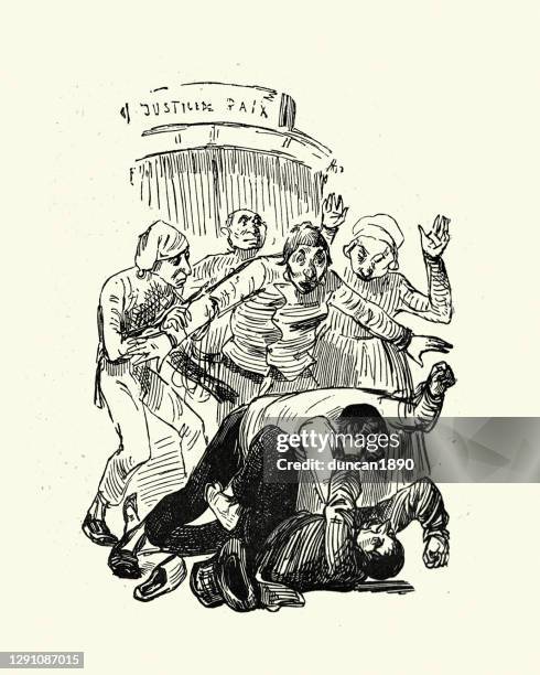 two men fighting in the street, local justice, victorian - the way of the fight stock illustrations