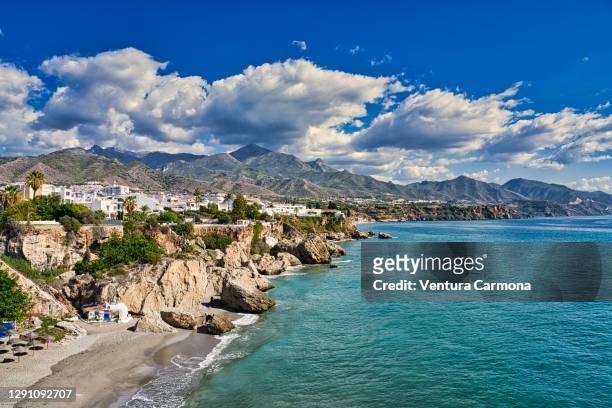 views from the balcony of europe in nerja, spain - málaga málaga province stock pictures, royalty-free photos & images