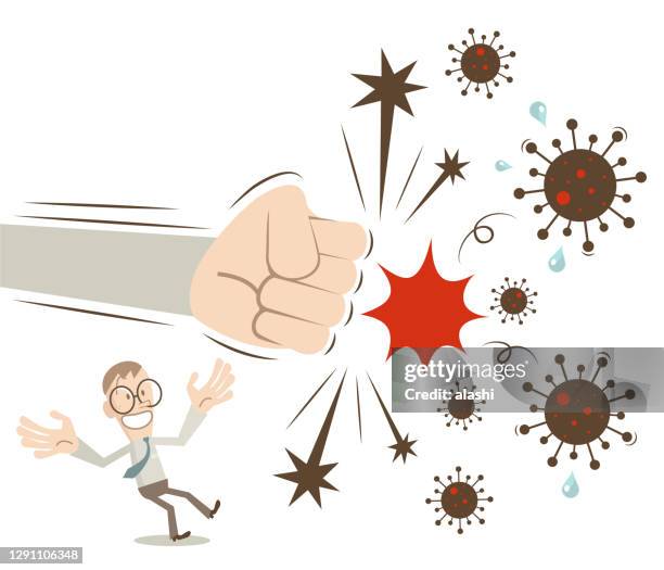 big fist (a helping hand ) protect from coronavirus disease 2019(covid-19) - defeat virus stock illustrations