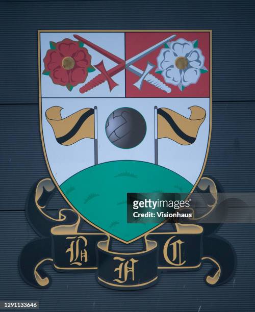 Barnet FC official club crest during the Barclays FA Women's Super League match between Tottenham Hotspur Women and Aston Villa Women at The Hive on...