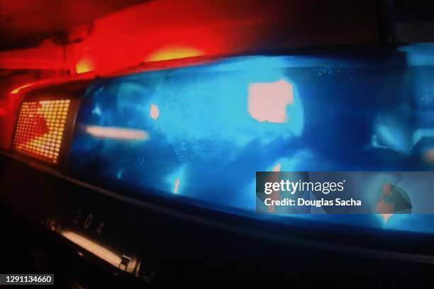 bright police car lights for emergencies - ambulance lights stock pictures, royalty-free photos & images